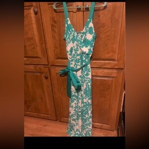 Teal and White Floral Maxi Dress